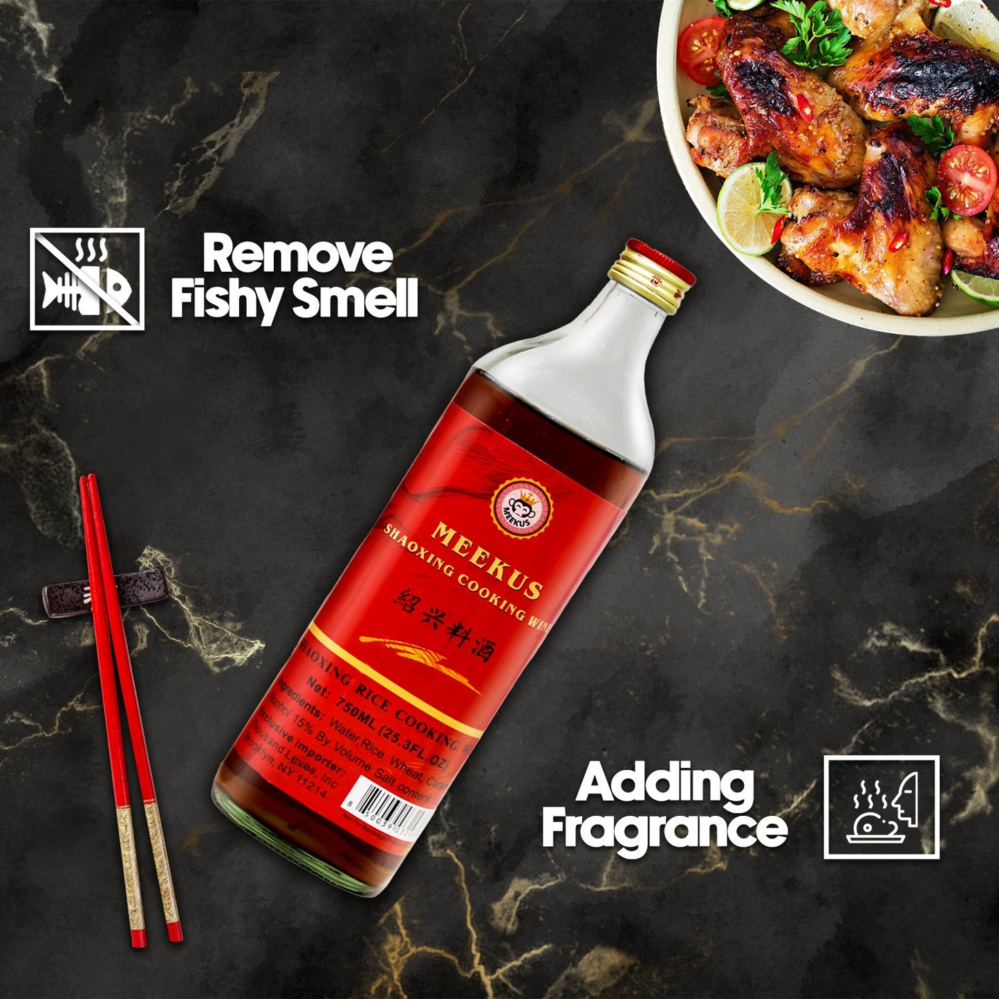 MEEKUS Shaoxing Rice Cooking Wine, 25.3 FL Oz (750 mL)