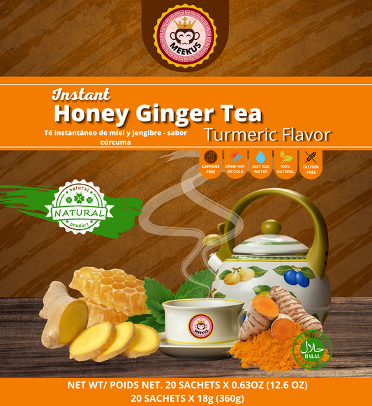 MEEKUS Instant Honey Ginger Tea with Turmeric Flavor, 12 oz (360 g)